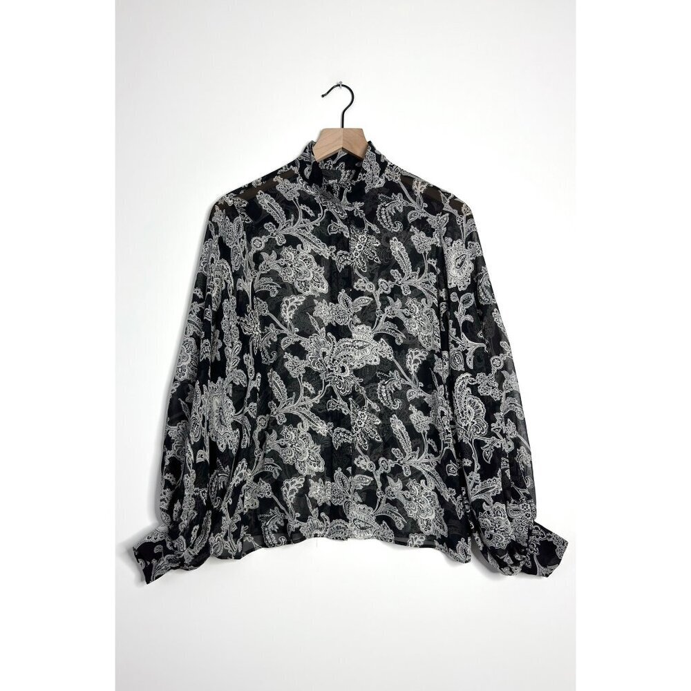 NILI LOTAN Silk Paisley Print Blouse